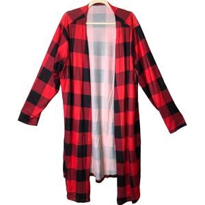 NO Brand Casual Plaid Red/Black Open Cardigan 4XL  NWOT